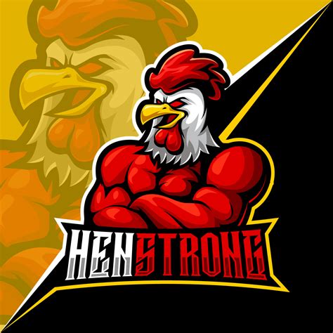 Hen Strong Mascot Esports Logo Vector Illustration 5076601 Vector Art