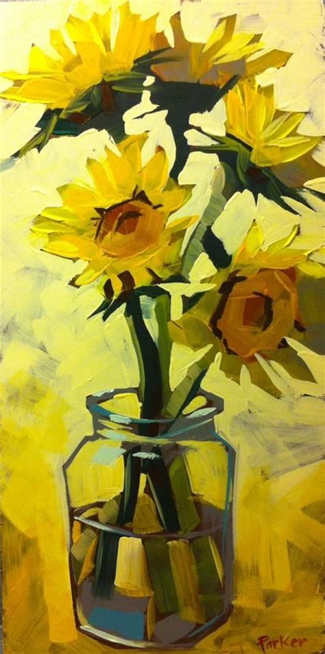 Daily Paintworks Original Fine Art Teddi Parker Sunflower Art