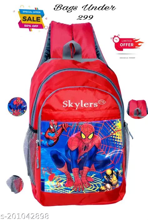 Skylers School Bags Spider Man Printed School Bags 34 Liter For Class