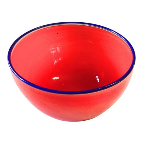 Hand Blown Red Art Glass Bowl Chairish