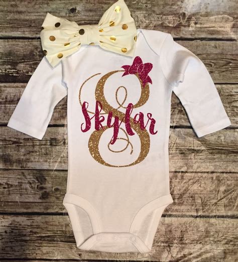 Personalized Monogram Bodysuit Sparkle Baby Girl Clothes Baby
