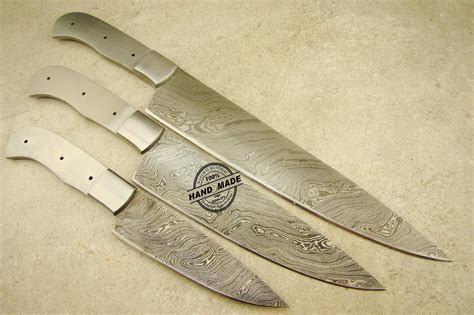 Lot Of 3 Pcs X Large Professional Chef Knife Blank Blade Custom