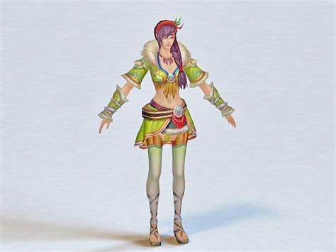 Anime Warrior Princess 3d Model 3ds Max Files Free Download Modeling