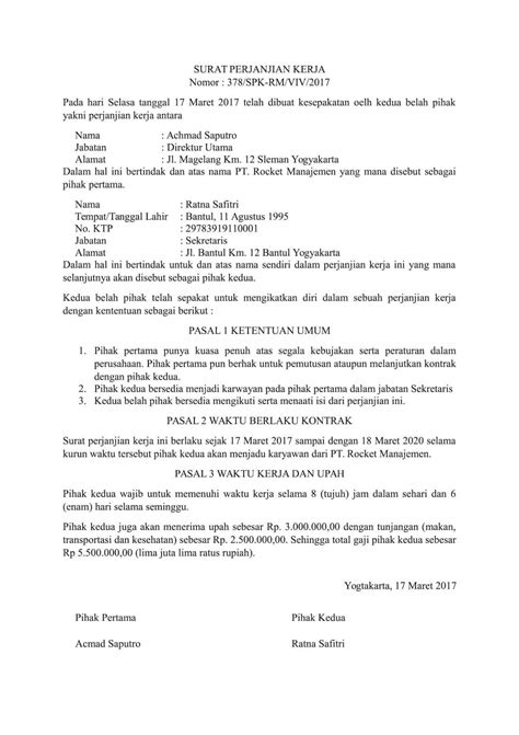 Contoh Surat Perjanjian Kerja Terbaik Mudah Dan Gratis