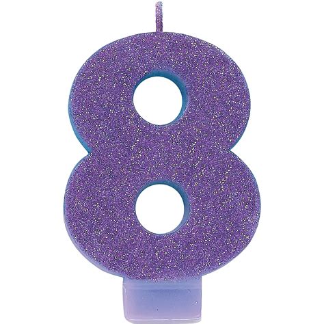 Glitter Purple Number 8 Birthday Candle 2 14in X 3 14in Party City