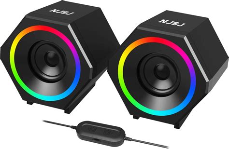 Njsj Computer Speakers 10w 2 0 Usb Powered Gaming Speaker With Enhanced Stereo Bass Rgb Colorful