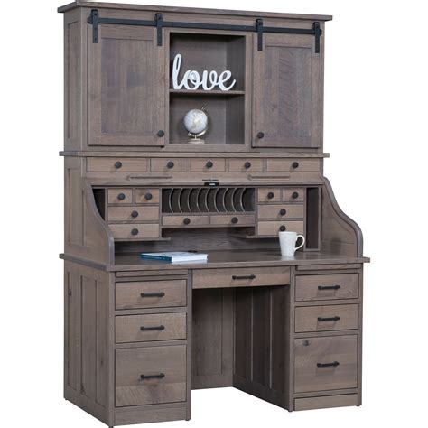 Qw Amish Mission 56 Roll Top Desk With Optional Hutch Quality Woods