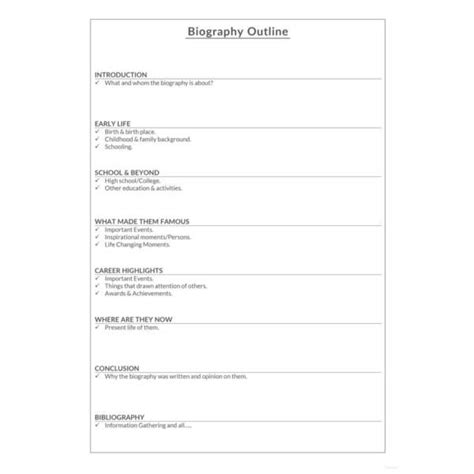 24 Autobiography Outline Templates And Samples Doc Pdf