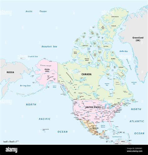 Detailed Vector Map Of North America Mexico Canada And The United