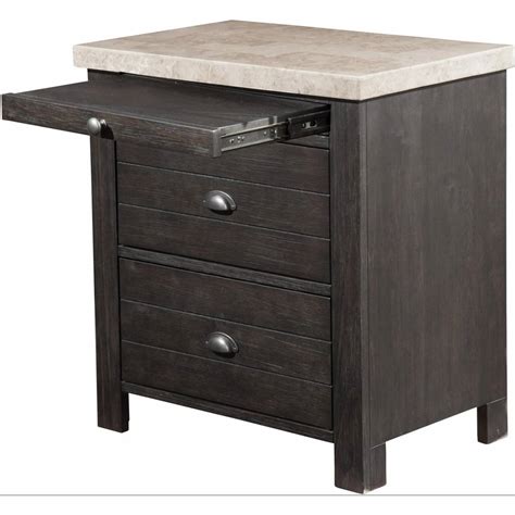 8348 02 Shutter Charcoal 2 Drawer Nightstand With Pull Out Tray
