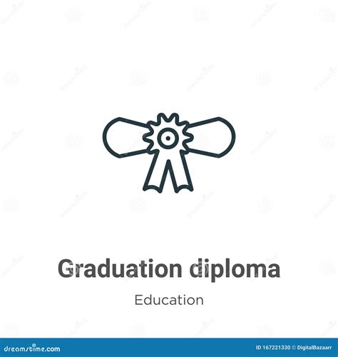 Graduation Diploma Outline Vector Icon Thin Line Black Graduation