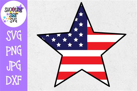 Star With American Flag Fourth Of July Svg So Fontsy