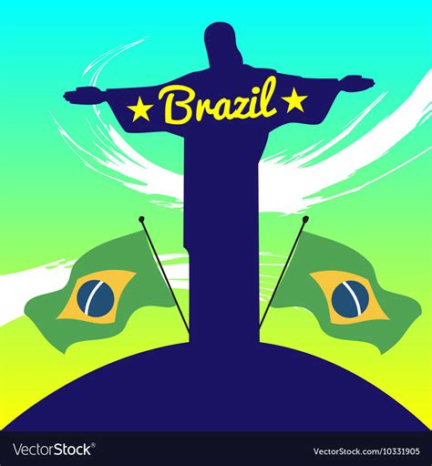 Abstract Brazil Design With Statue And Country Vector Image