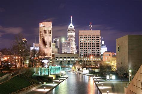 Indianapolis Indiana Skyline At Night By Thomas Damgaard Sabo