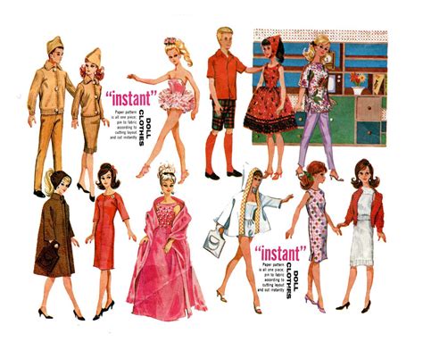 Puppenkleider 5 (für 42 cm große puppe). Vintage 1960s Barbie High Fashion Wardrobe Pattern ...