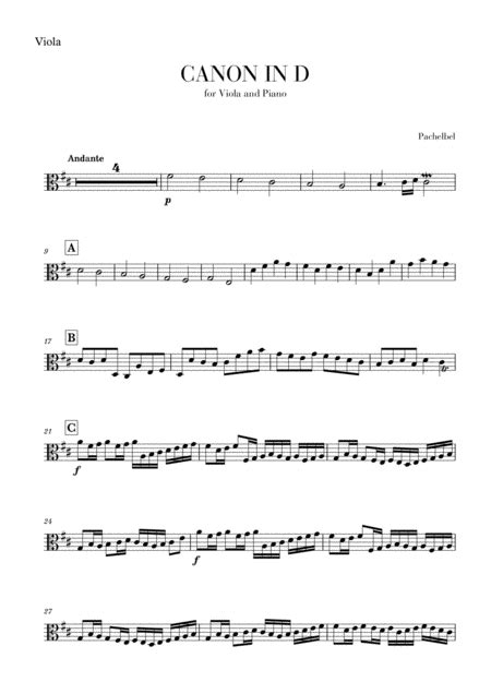 Canon In D For Viola Free Music Sheet