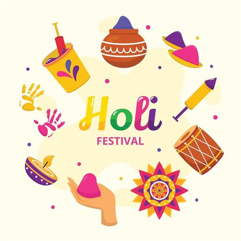 Holi Festival Attribute Icon Set 2058479 Vector Art At Vecteezy