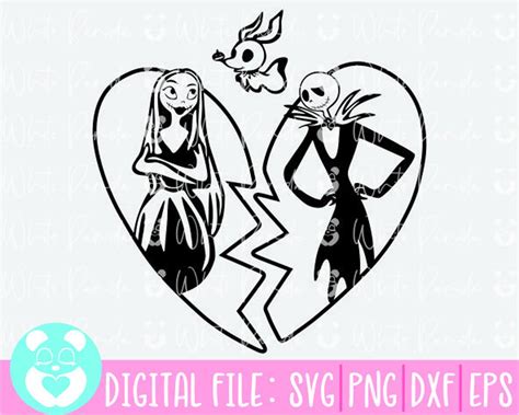 Jack And Sally Heart Svgjack Skellington Svgthe Nightmare Etsy