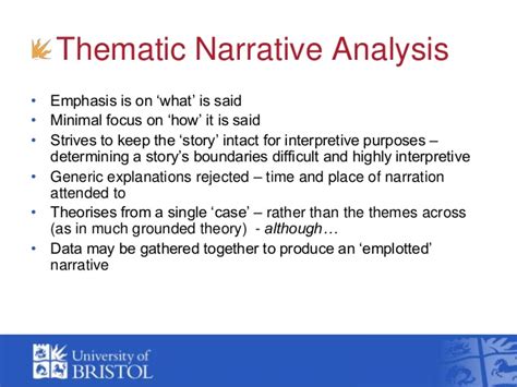 The lecture is entitled thematic analysis: Using stories and symbols as evidence