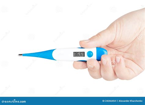 Thermometer In Hand Stock Photo Image Of Fever Display 24266454