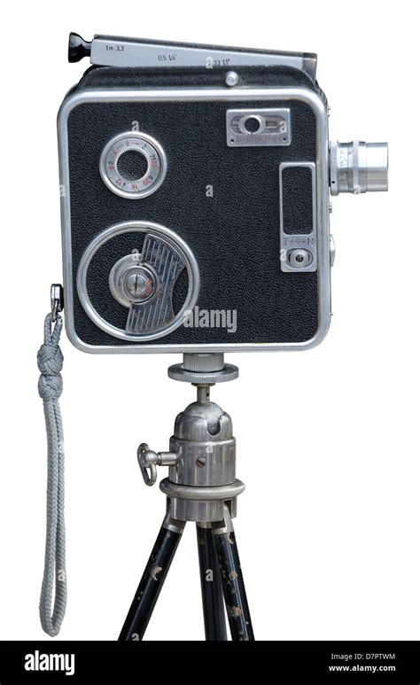 Old Movie Camera On Tripod Isolated On White Stock Photo Alamy