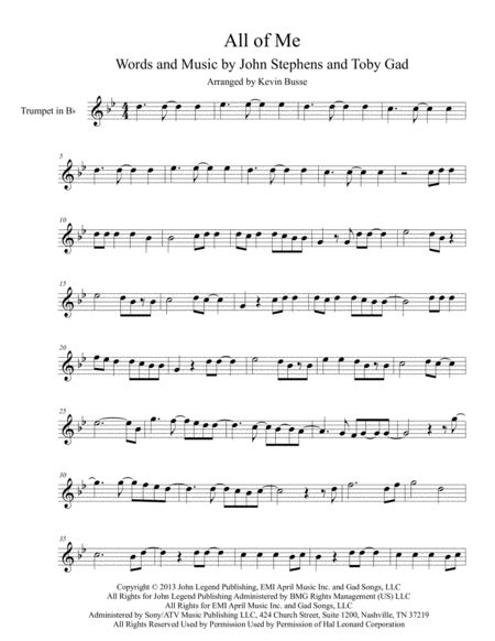 All Of Me Trumpet Free Music Sheet