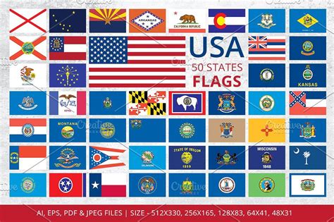 States Flags Of Usa State Flags Flag State Map Of Usa