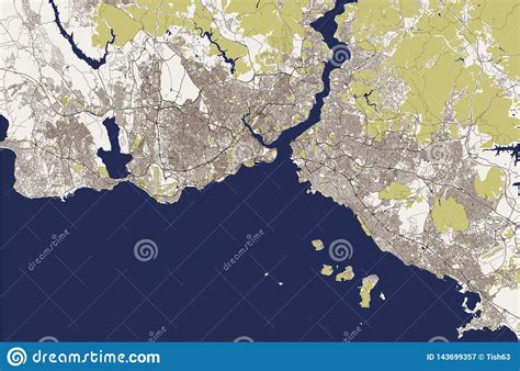 Mapa De La Ciudad De Estambul Turqu A Stock De Ilustraci N