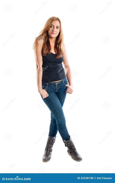 Full Body Portrait Of A Happy Smiling Young Woman Royalty Free Stock
