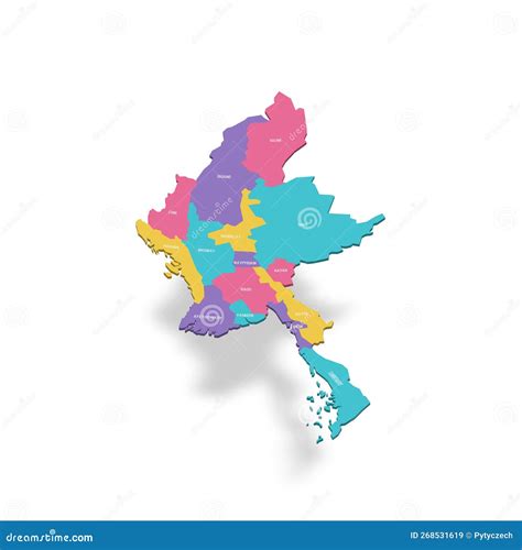 Myanmar Political Map Of Administrative Divisions Stock Illustration