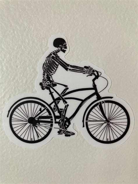 3 Skeleton Riding A Bike Stickers Etsy