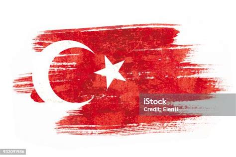 Art Brush Watercolor Painting Of Turkish Flag Blown In The Wind