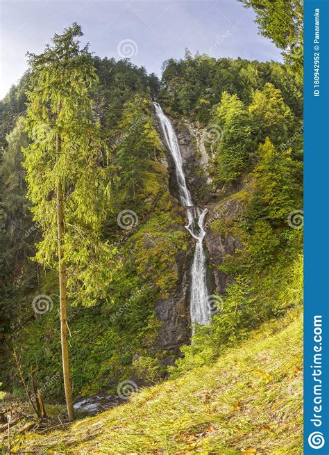 Waterfall In Lake In The Poschiavo Stock Photo Image Of Scenic Fall