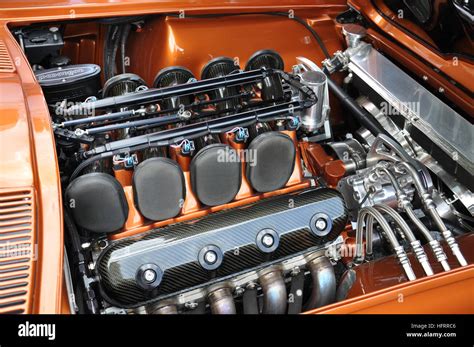 A Custom Engine In A Chevrolet Corvette Stock Photo Alamy
