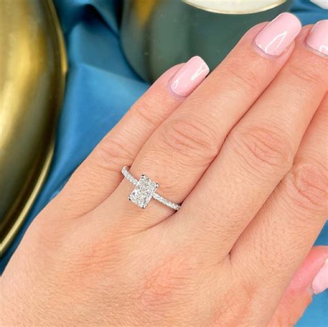 125 Carat Diamond Elongated Radiant Cut Engagement Ring 14k Etsy