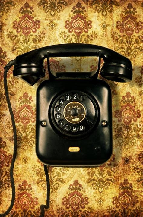 Retro Telephone On Vintage Wallpaper Stock Photo Image Of Grunge