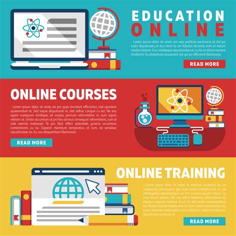 Online Education Training Courses Or Webinars Banners By Microvector