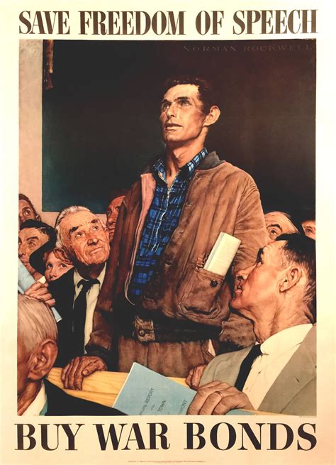 Complete Set Of Four Freedoms Posters By Norman Rockwell 1943 For Sale