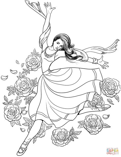 Irish dance sheets coloring pages. Gymnast Woman Dancing coloring page | Free Printable ...