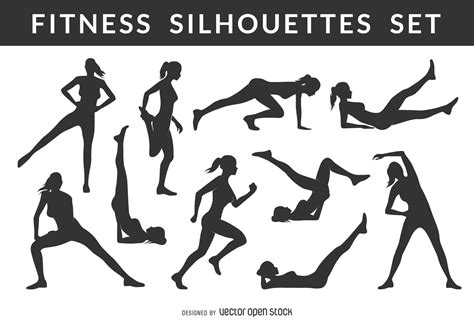 Female Fitness Silhouette Collection Vector Download