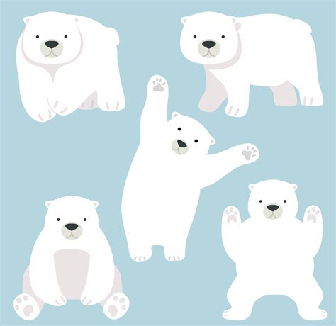 Cute Polar Bear Funny Cartoon Vector Set Vector Art At Vecteezy