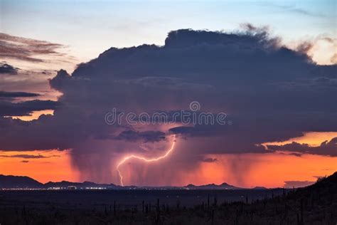 Thunderstorm Over Phoenix Arizona At Sunset Stock Image Image Of