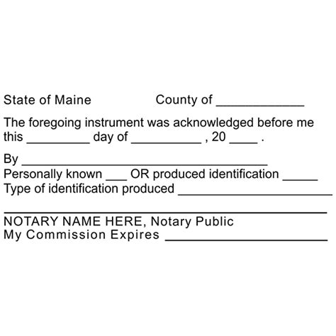 Maine Acknowledgment Notary Stamp All State Notary Supplies