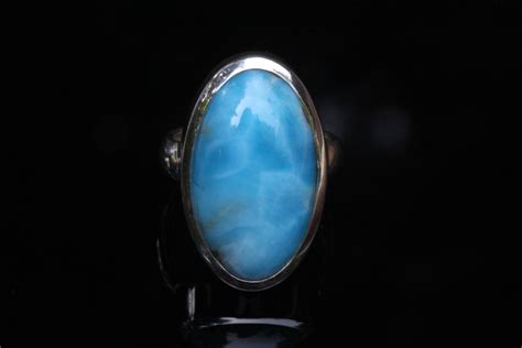 Long Oval Dark Blue Larimar Ring Usa Size 95 Solid Sterling Etsy Canada