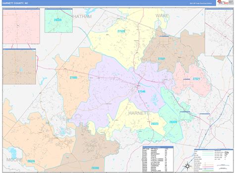 Harnett County, NC Wall Map Color Cast Style by MarketMAPS - MapSales