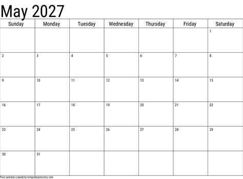 2027 May Calendar Template