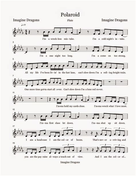 Flute Sheet Music: Polaroid - Sheet Music | Sheet music, Flute sheet music, Music