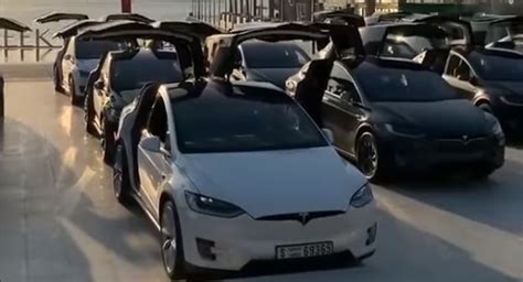 These Tesla Model Xs Flap Their Falcon Wing Doors In Unison Carscoops