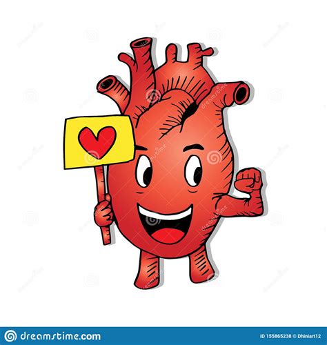 A Cartoon Human Heart Character Stock Illustration Illustration Of