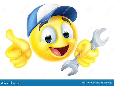 Mechanic Or Plumber Spanner Emoticon Emoji Icon Vector Illustration